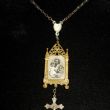 Verkocht Ketting Kruis € 55,00 Vintage Franse religieuze afbeelding en rozenkrans